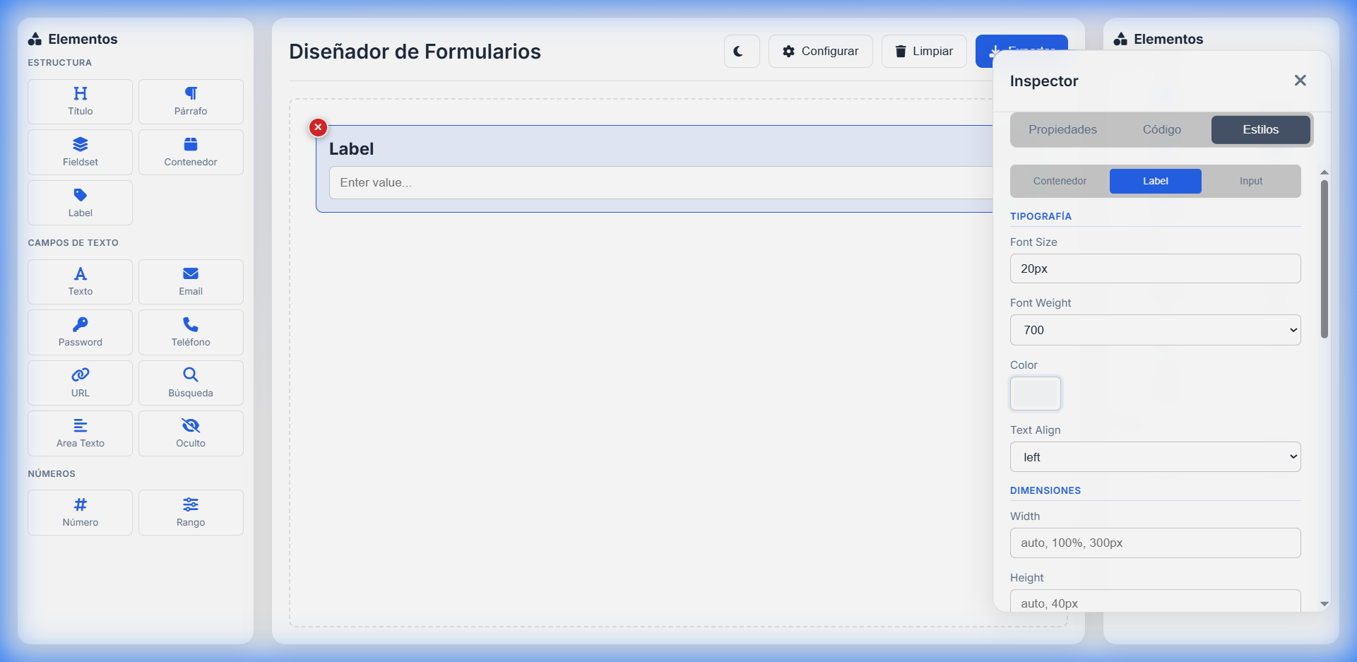 Label estilizado con colores y tipografía personalizada